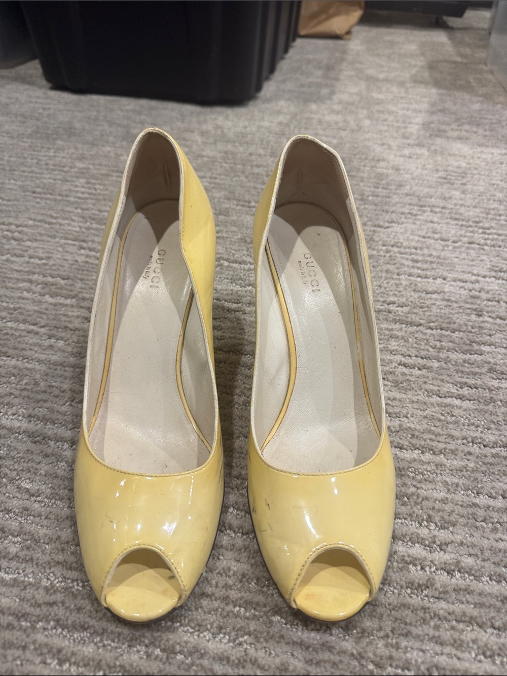 Gucci Patent Leather Peep Toe Pumps 10